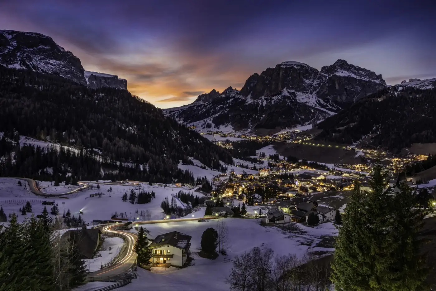 Chamonix, the valley at dusk